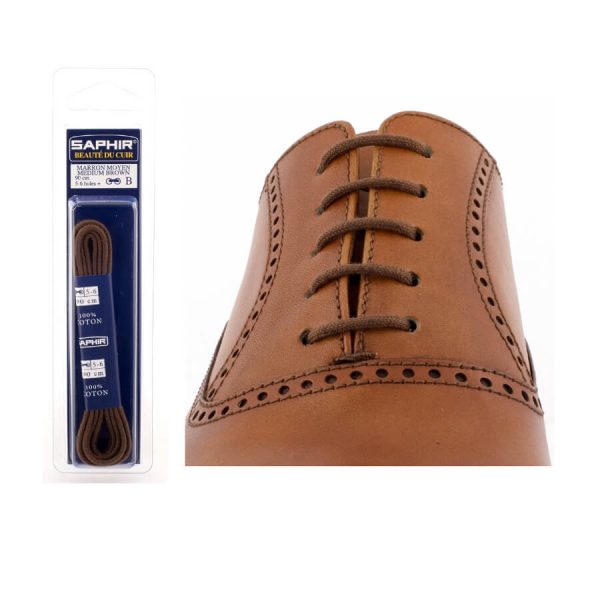 Круглые шнурки Saphir тонкие 90см (37 средне-коричневый)