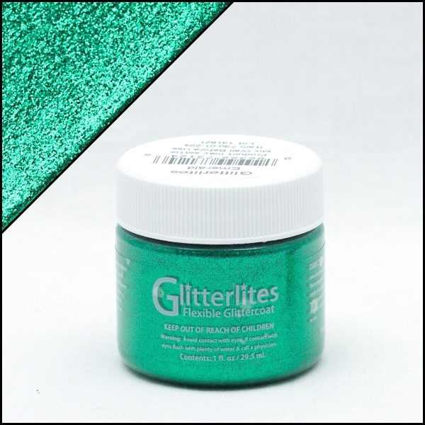 Изумрудно-зеленая краска акрил с блёстками Angelus Glitter, глиттер — Emerald 220