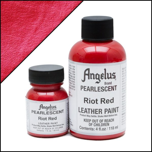 Красная перламутровая краска для обуви Angelus Pearlescent 1 oz – Riot Red 451