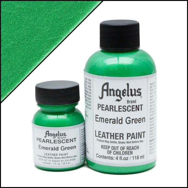 Зеленая перламутровая краска для обуви Angelus Pearlescent 1 oz — Emerald Green 457