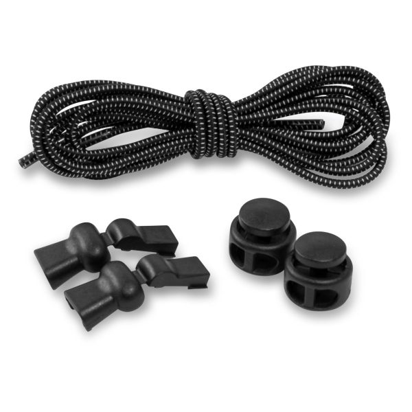 Шнурки эластичные резиновые с фиксатором, черно-белые